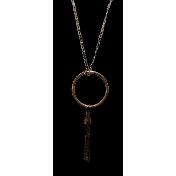 Bohemian Gold Hoop Pendant Tassel Neckalce - Picture 3 of 8